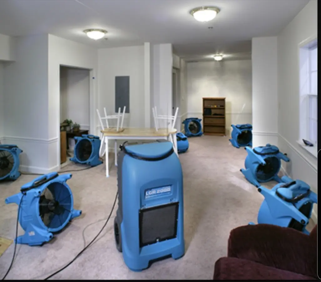 Air movers and dehumidifier setup for Water Damage Restoration in Smyrna